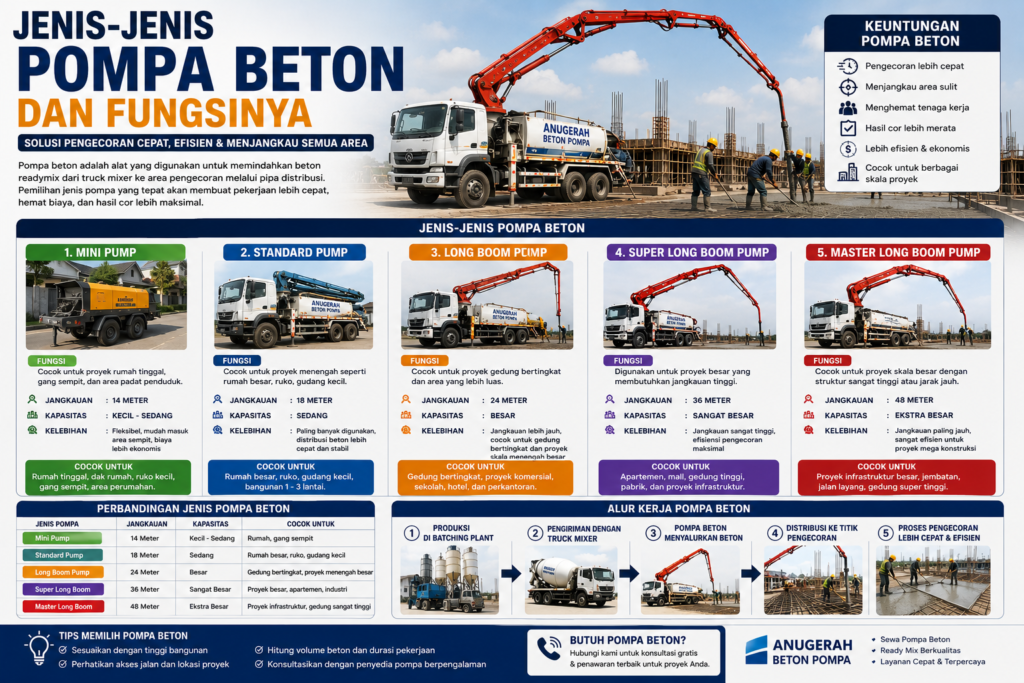 Jenis Pompa Beton dan Fungsinya