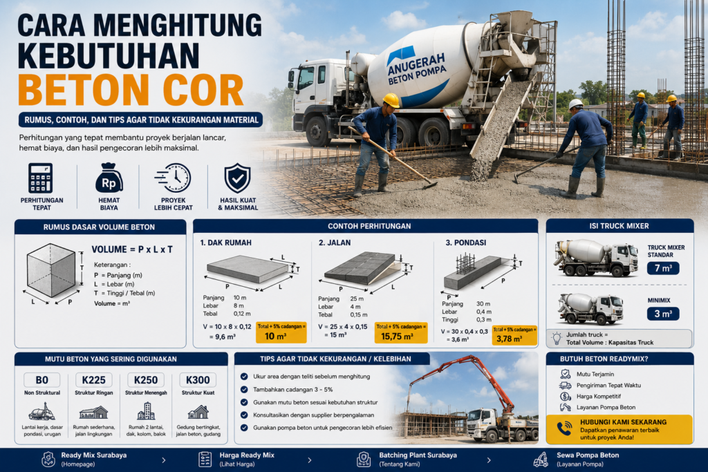Cara Menghitung Kebutuhan Beton Cor Per M3